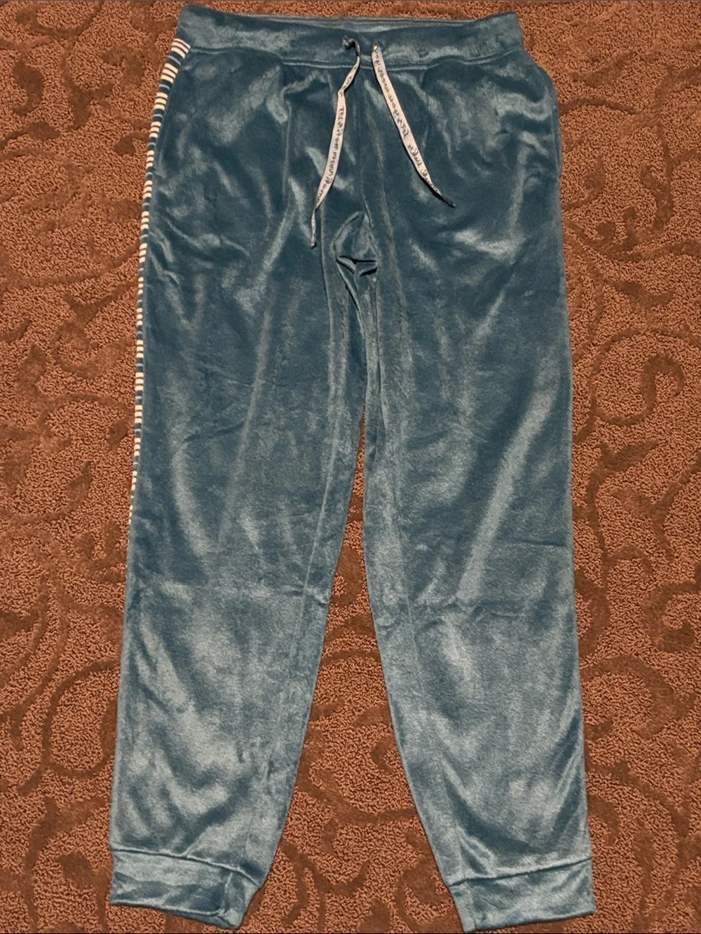 Muk Luks Teal and White Striped Women’s SOFT Pajama Set